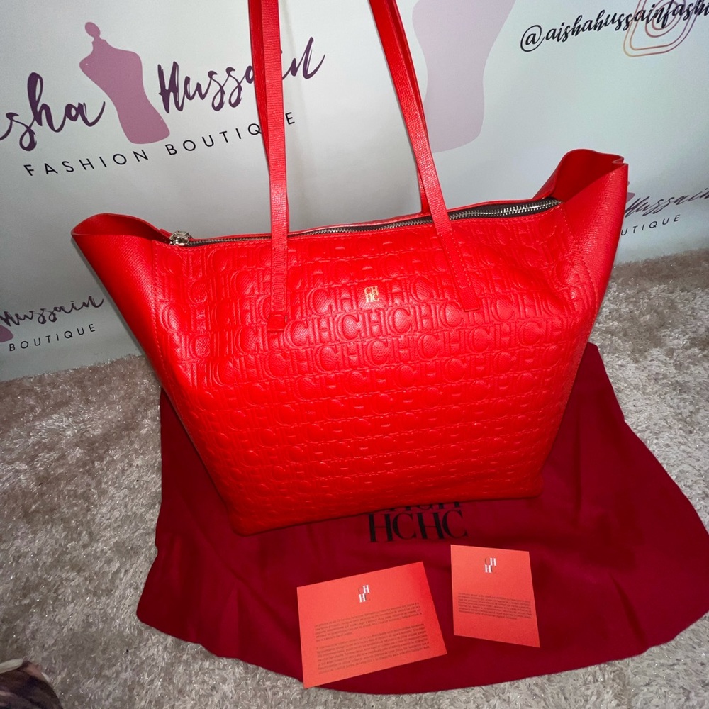 CH Carolina Herrera editors shopping zip tote bag